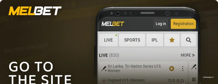 Visit to Melbet website via Android device
