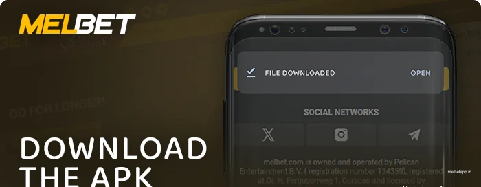 Download Melbet apk from the menu
