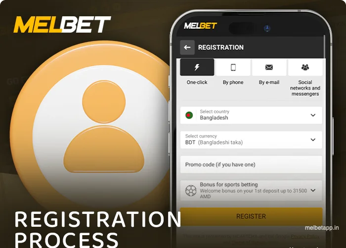 Registering a new account in the Melbet app