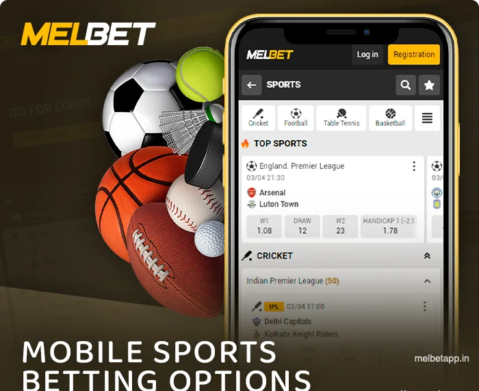 Sports betting options in the Melbet app